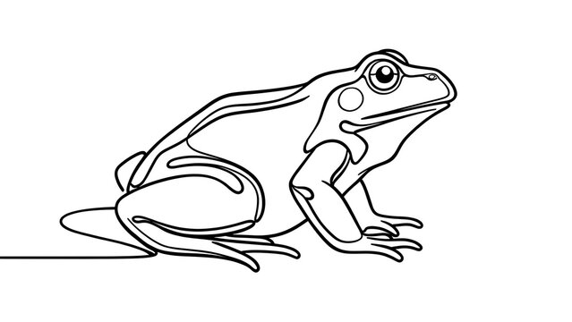 Minimalist frog illustration on white background.
