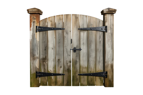 Weathered rectangular wooden double gate