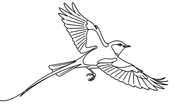 Flying bird illustration on white background.