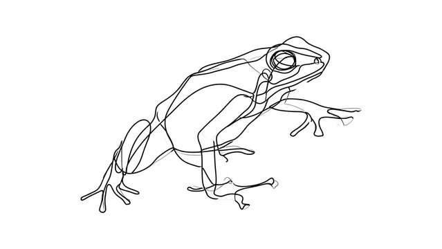Line drawing of a frog on white background.