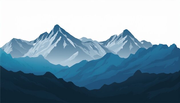 landscape mountain range isolated on white background