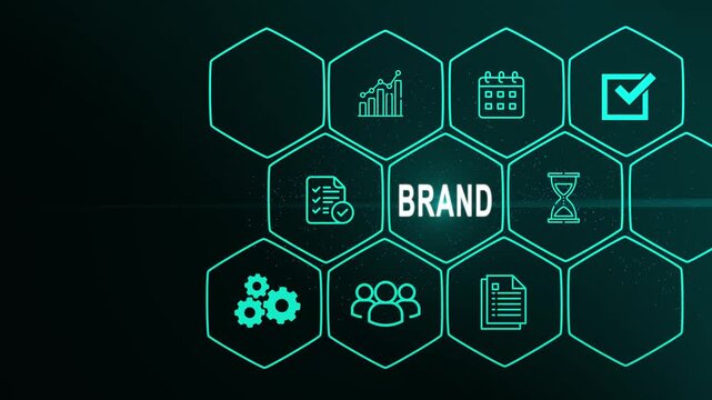 Brand development marketing strategy concept. Business, technology, internet and Motion graphics of networking concept