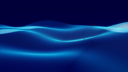 Digital abstract wave background features smooth patterns in a dark setting for corporate use or design projects © Ocelia_Mg
