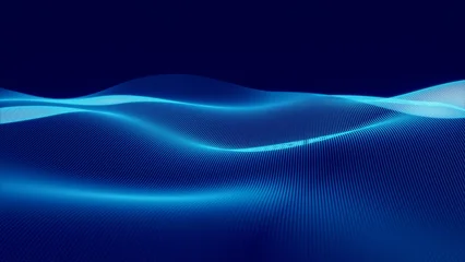 Digital abstract wave background features smooth patterns in a dark setting for corporate use or design projects © Ocelia_Mg