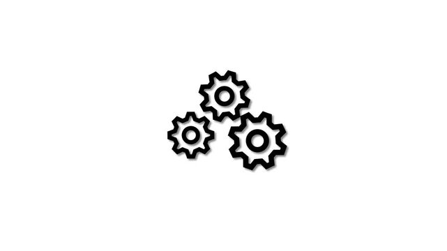 Cogwheel gear spinning around animation. cog wheel icon turning animated background. Motion graphics of teamwork concept