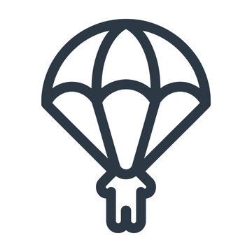 Parachute icon for safety equipment and adventure sports activities  rescue tool