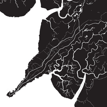 Vector Street Map of Conakry Guinea Black and White Minimalist City Road Map