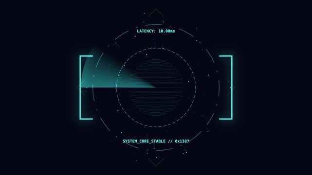 Futuristic HUD interface displaying a rotating digital globe with data