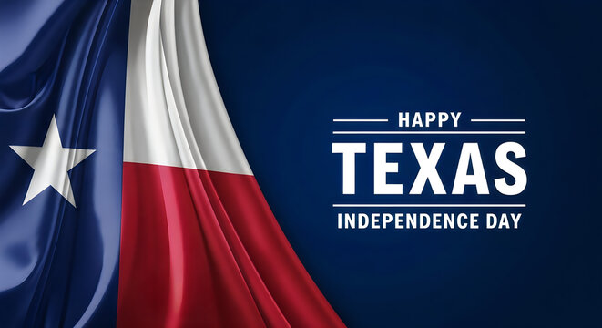 Texas Independence Day celebration with waving USA flag. Patriotic holiday event featuring Lone Star State pride and festive decorations.