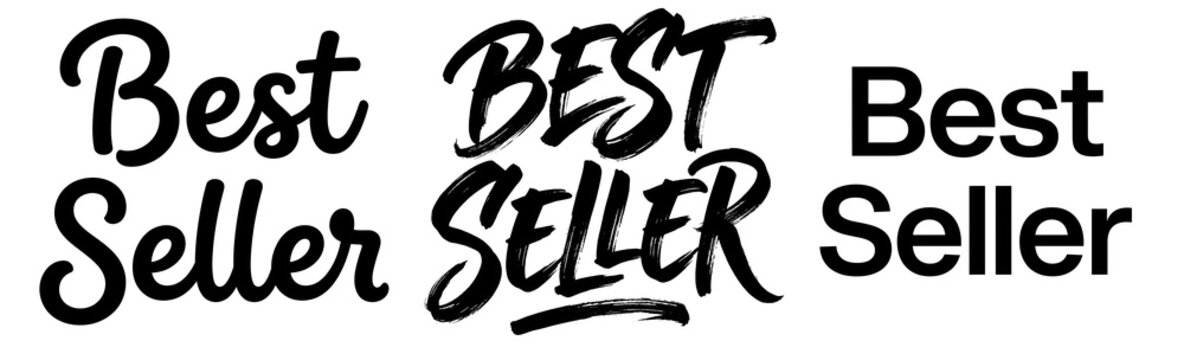 A best seller logo with the words Best Seller written in black text on transparent background