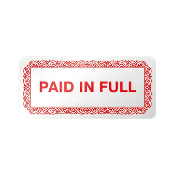 Paid in full red stamp on white background