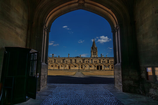Entrance in Christ Church college of historic Cathedral tower