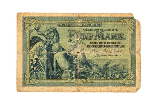 State treasury stamp of the German Empire, denomination 5 marks, 1904
