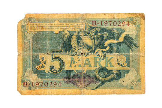 State treasury stamp of the German Empire, denomination 5 marks, 1904