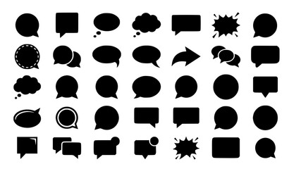Fototapeta premium 30 Black and White Speech Bubble Icons Vector Set for Chat and Communication