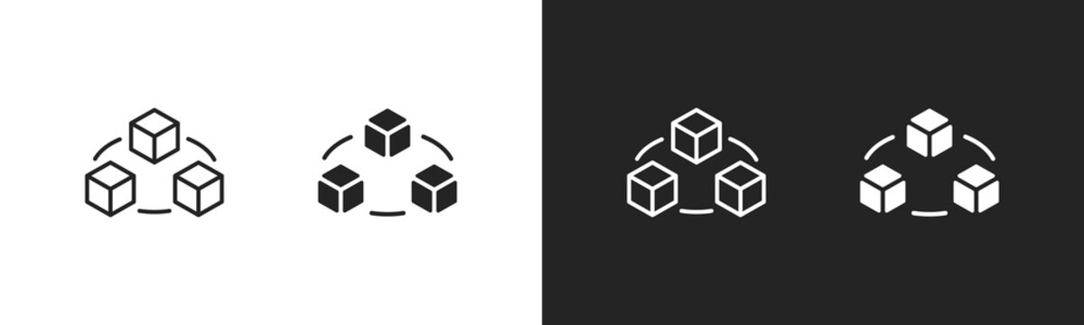 Blockchain Icon. Set of icons in Two-tone background. Black and white collection.