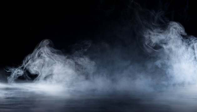 abstract misty fog on isolated black background smoke stage studio texture overlays the concept of aromatherapy