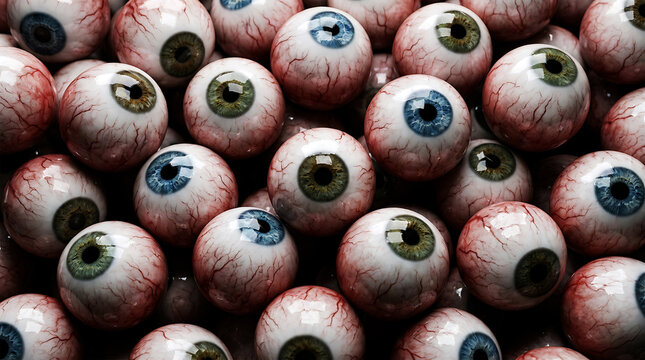 Close-up of human eyeballs in a circular pattern, macro view