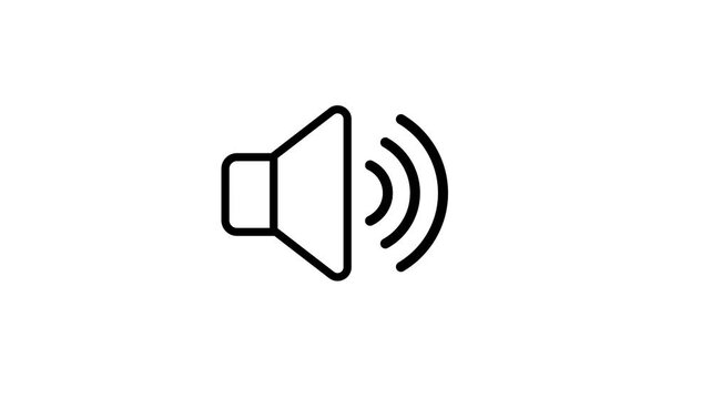 Animated speaker sound volume icon mute to high loop on green screen, black and white background for audio control, UI interface, and video asset.