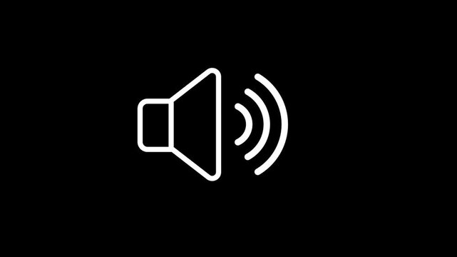 Animated speaker sound volume icon mute to high loop on green screen, black and white background for audio control, UI interface, and video asset.
