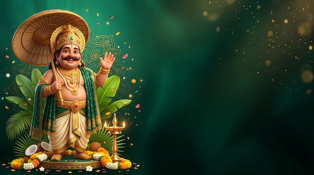 King mahabali welcoming celebration background for onam festival cultural greeting