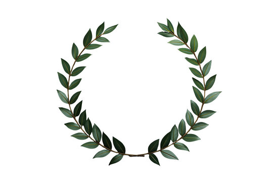 Minimal green laurel wreath with open top isolated