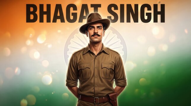 Bhagat Singh Poster Design with Typography &ndash; Patriotic Independence Artwork