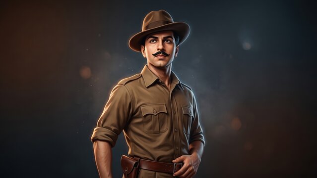 Bhagat Singh Revolutionary Portrait &ndash; Patriotic Indian Hero Artwork