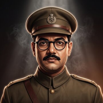 Close Portrait of Netaji Subhas Chandra Bose &ndash; Historic Leader