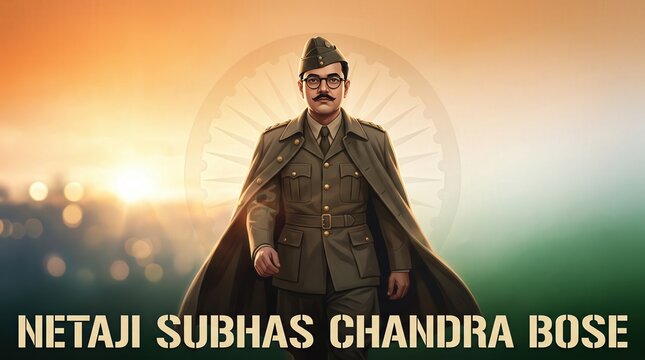 Netaji Subhas Chandra Bose Poster &ndash; Indian Independence Illustration