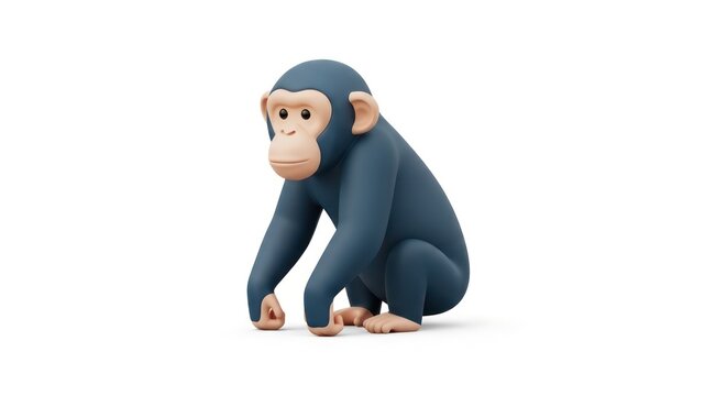 Cute monkey in blue bodysuit sitting.