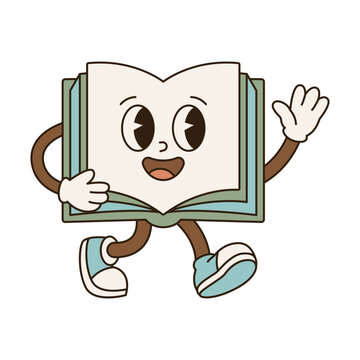 Retro Rubber Hose Cartoon School Mascot Book Character.