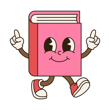Vintage Rubber Hose Cartoon School Book Mascot Character.