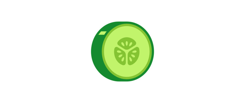 Flat vector illustration of a fresh green cucumber slice