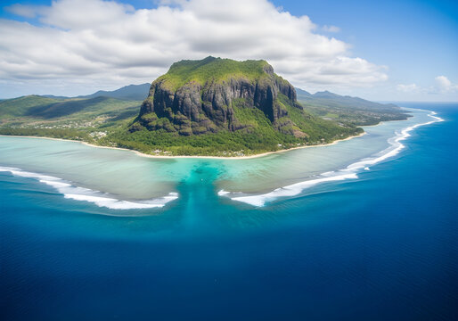 Le Morne Brabant Mauritius Aerial Paradise with Underwater Waterfall