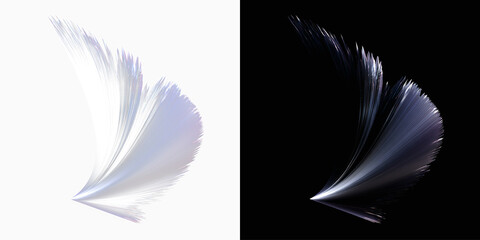 dynamic feather wing fiber line background set on white and black backdrop. Modern geometric wing shape pattern background with sharp fiber streaks © Aura Canvas