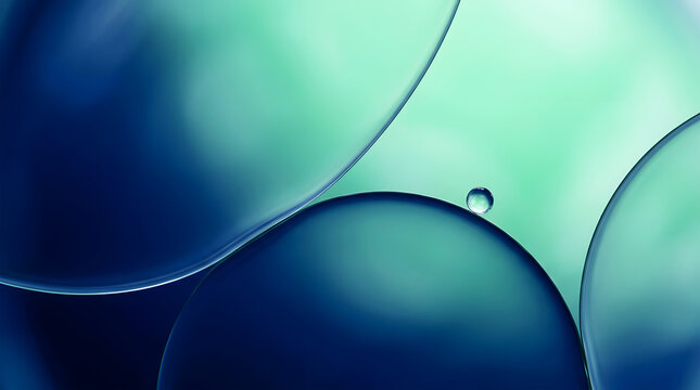 Blue and green gradient curved lines with a white dot