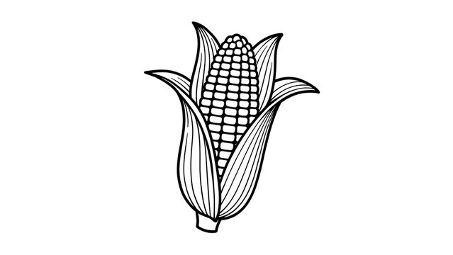 Illustrated corn cob on white background.