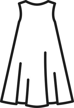 Tent dress for women isolated outline icon. Vector female fashion cloth, women's casual plain simple loose dress line art sketch. Evening party or summer beach gown, fashionable trendy apparel