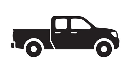 Naklejka premium Black pickup truck silhouette icon for transportation design projects.