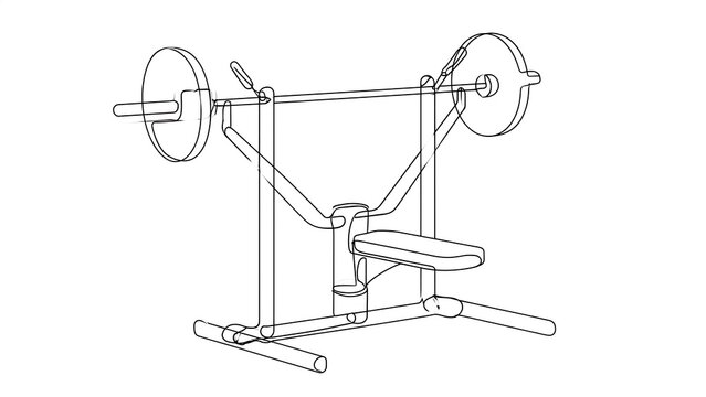 Weight bench press machine white background.