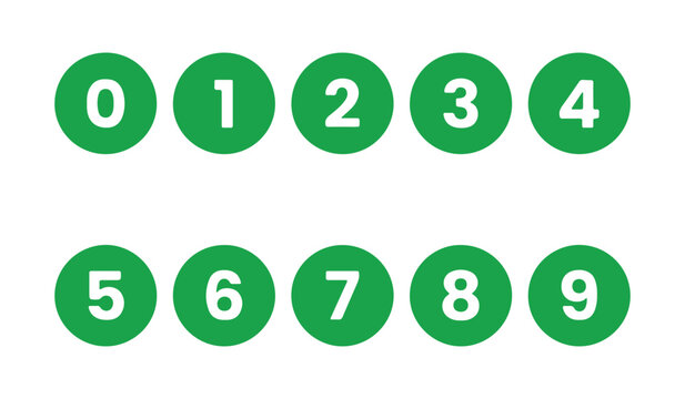 Numbers button circles set. Round 1-10 numbers icons