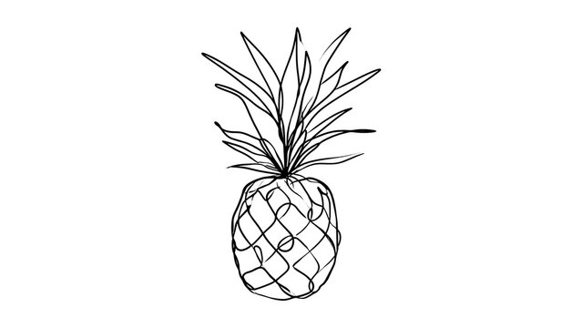 Hand drawn pineapple illustration white background.