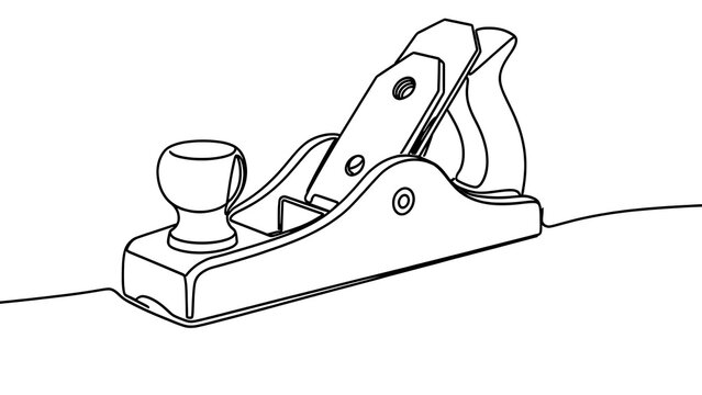 Hand plane tool illustration white background.