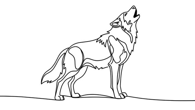 Howling wolf illustration on white background.