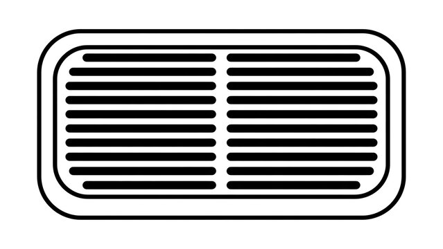 Black rectangular vent grill on white background.