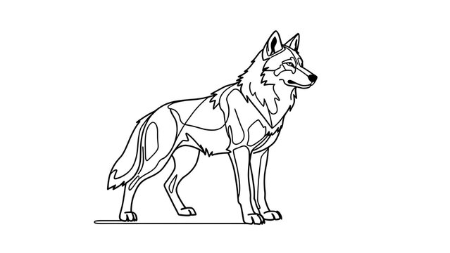 Geometric wolf illustration on white background.