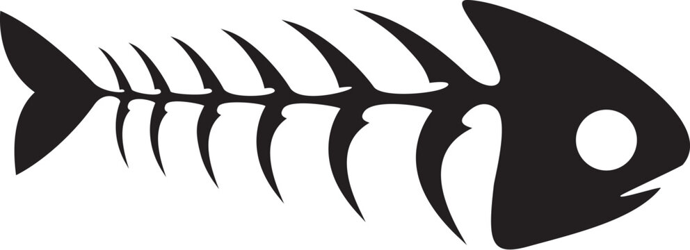 Isolated fish bone icon, fishbone silhouette. Fish bones monochrome vector icon. Oceans pollution and ecology pictogram with sea dead animal skeleton, fishbone monochrome silhouette