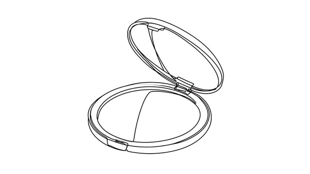 Open compact mirror on white background.