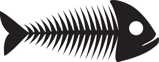 Fishbone under x ray technology isolated ancient fossils of river or marine fish. Vector aquatic vertebrate with spine, skull and tail, skinned trout silhouette. Anchovy or herring, food wastes © Vector Tradition